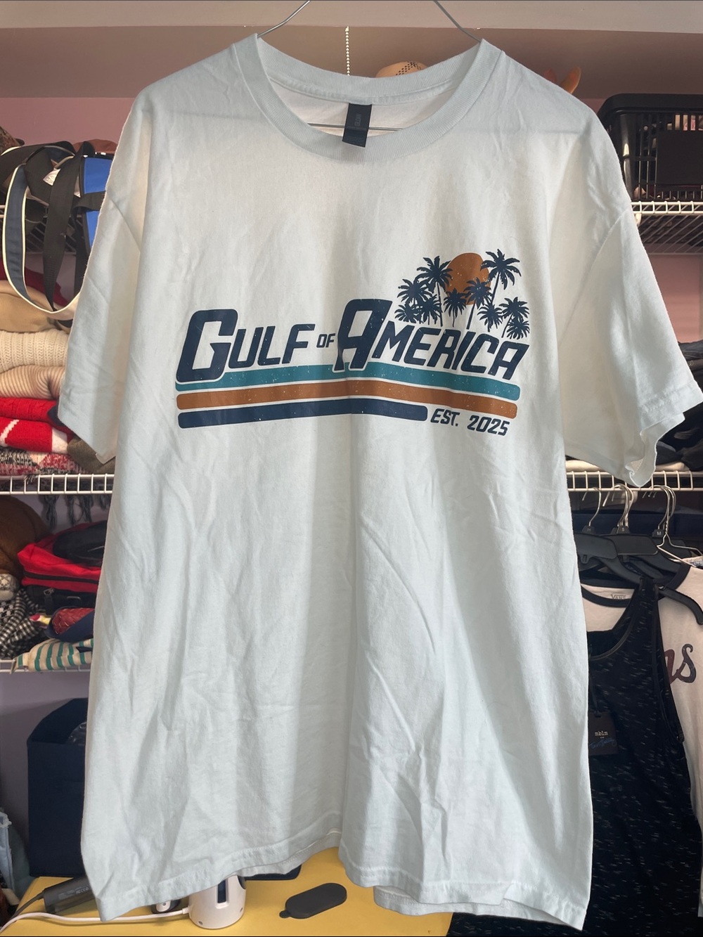Gildan Short Sleeve Tee with Gulf of America Graphic. Gulf of Mexico? Perhaps.